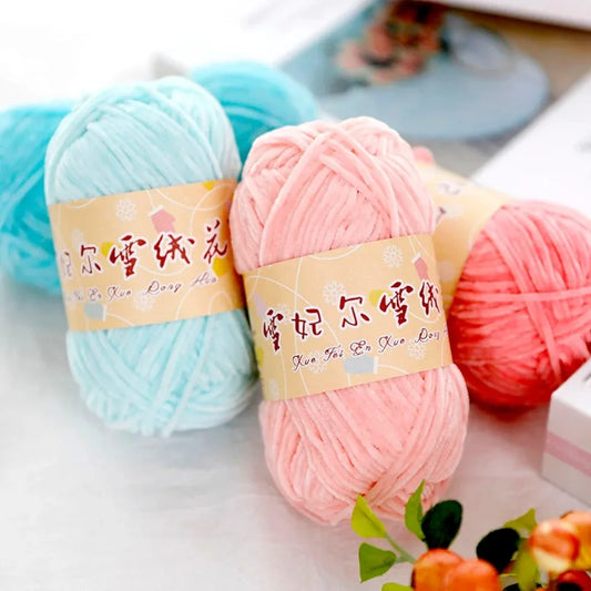 Crochet Chenille Yarn, Soft Pear Lustre Yarn for Dolls, Plush 2mm Yarn for Accessories, Thin Rope for Hand Knitting Projects