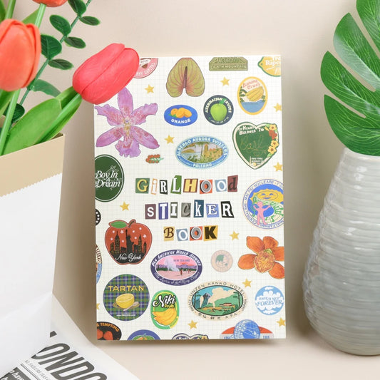 Girlhood Sticker Book, Fruity Icons & Pastel Letters Tickets DIY Scrapbooking Journaling Handbook Decoration