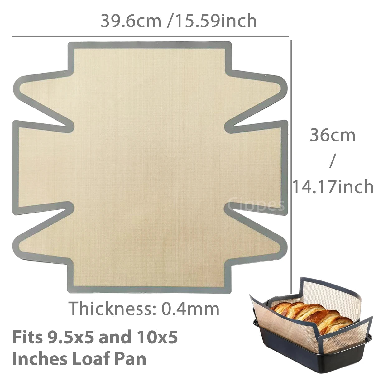 Silicone Bread Loaf Pan Liners, Reusable Nonstick Long Tab Handles Bread Pan Baking Mats, for 9x5inch Bread Pans, Heat Resist