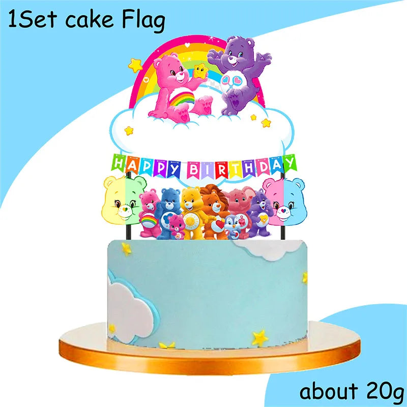 Care Bear Party Supplies Disposable Plate Napkin Tablecloth Cake Topper Gifts Bag Kids for Birthday Party Decorations Set Gif