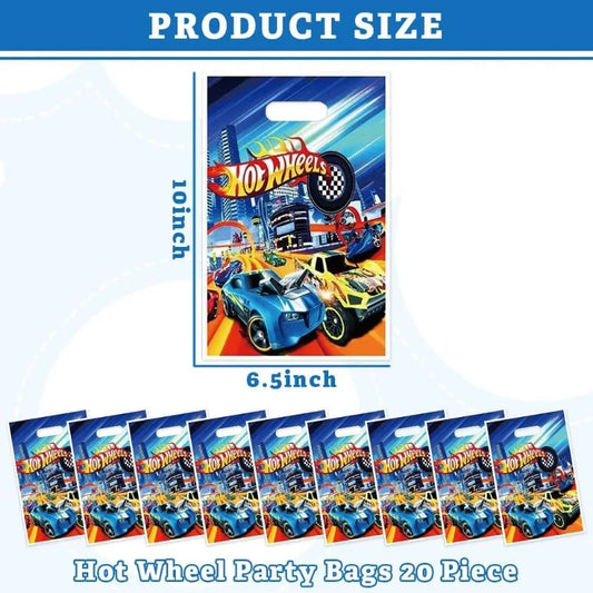 Party Favor Gift Bags - 20Pcs Plastic Candy Bags for Themed Birthday Party Supplies Hot Wheel Party