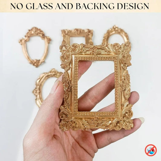 10/30PCS Mini Vintage Resin Picture Frame Small Picture Frames Antique Silver Gold Frames for Dollhouses Ornaments Wall Hangi