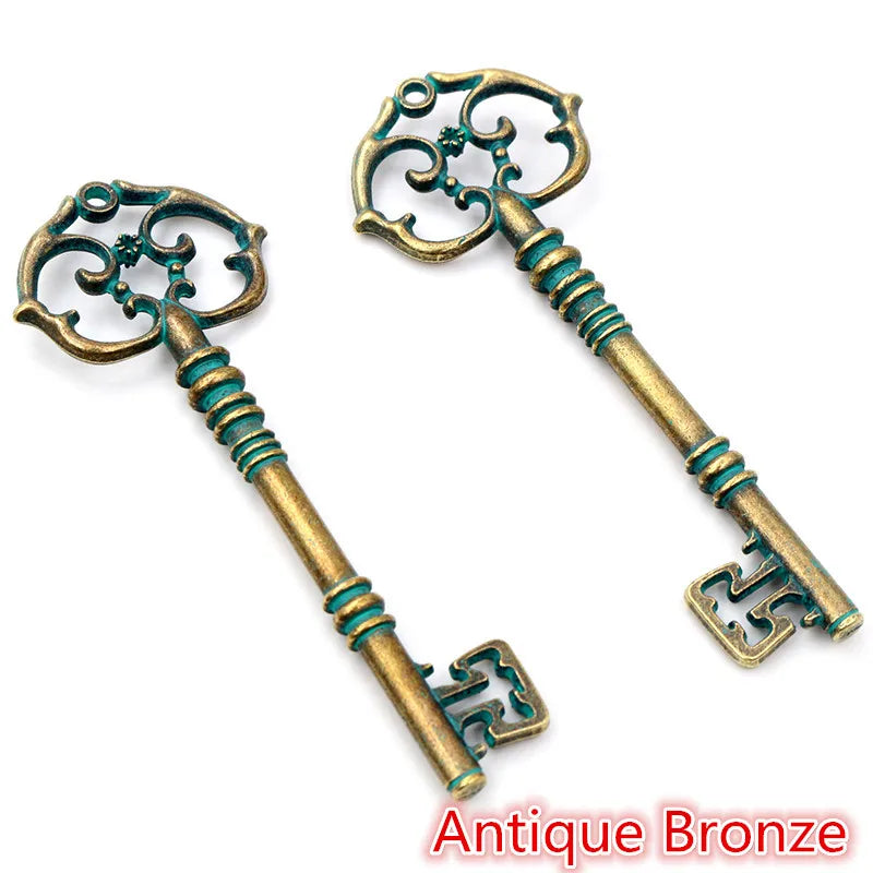 83x31mm 2pcs Bronze Green Gold Colors Antique silver color Plated Key Handmade Charms Pendant:DIY for bracelet necklace - Ant
