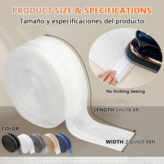 Self Adhesive Pants Hem Tape No Sew Iron on Trouser Edge Hemming Strip DIY Fabric Adhesive Tape for Quick Fix Jean Clothing