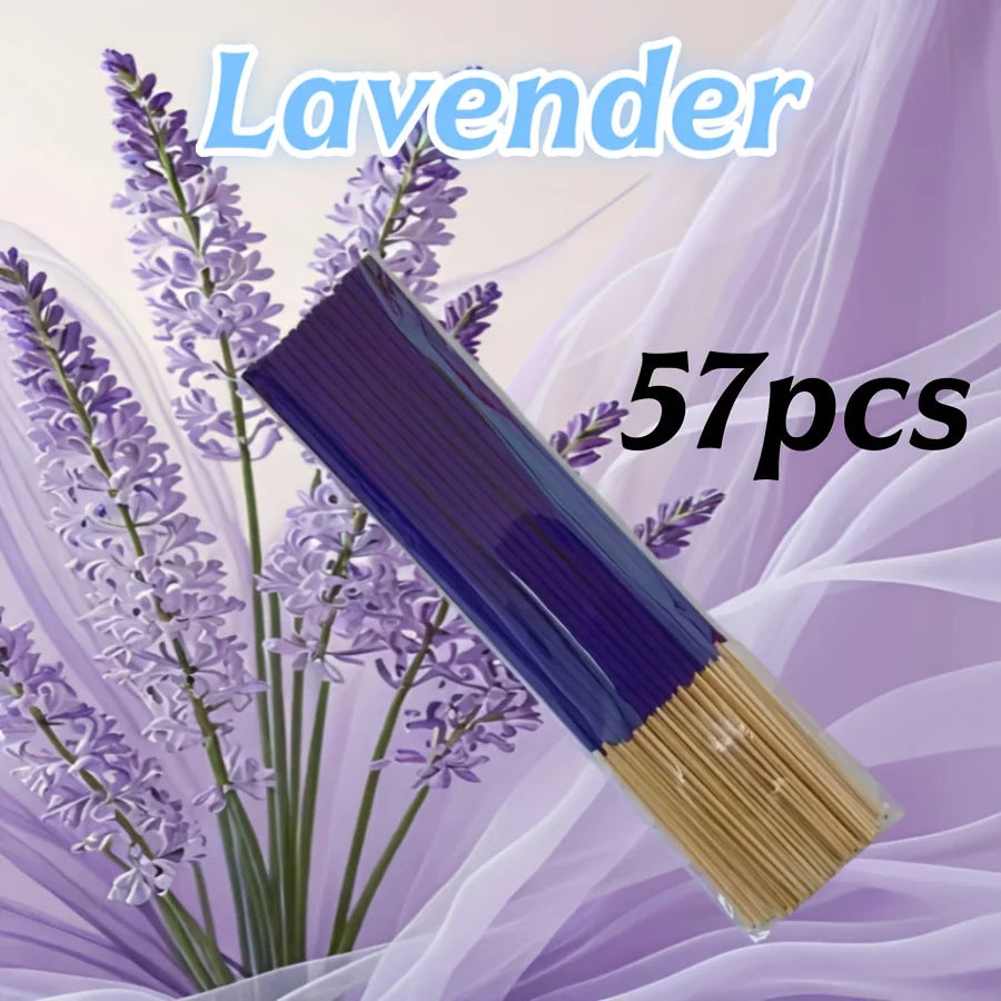 Available in 57/129/299 Pieces, Lavender Premium Incense Sticks, 8.66 Inches - 30~40 Minutes Burning Time, Light Fragrance, S