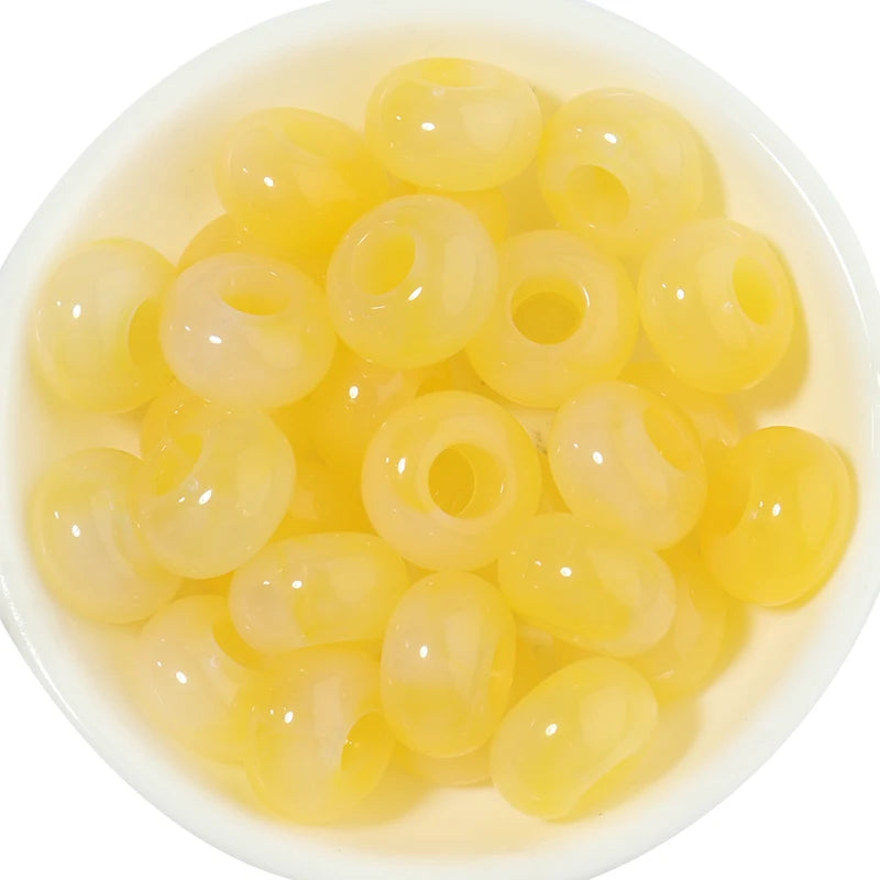 50pcs/lot Colorful Round Acrylic Beads Big Hole Loose Spacer Beads For Jewelry Making DIY Necklaces Bracelets Accessories - y