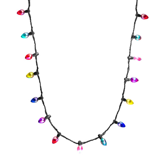 Xmas Led Lights Necklace With 8 Lights Bulbs Christmas Flash String Lights Glow Light String Necklace Festival decoration