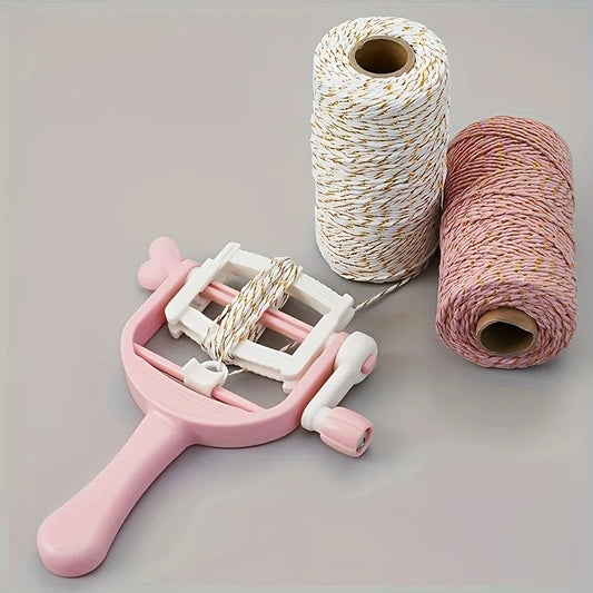 Pom Maker, Handheld Fringe Tool, DIY Yarn Ball Winder, Mini Tassel Craft Kit with Hand Crank