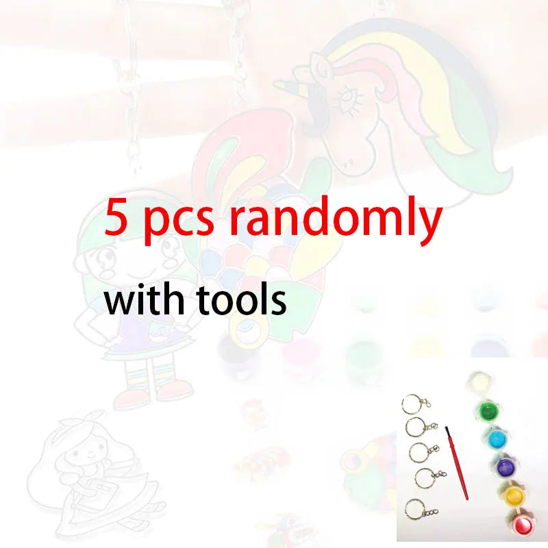 5pcs Window Art Suncatcher Painting Kit Crafts Activities Ideas Birthday Gifts DIY Make Own Key Chain Cartoon Toy Art Craft K