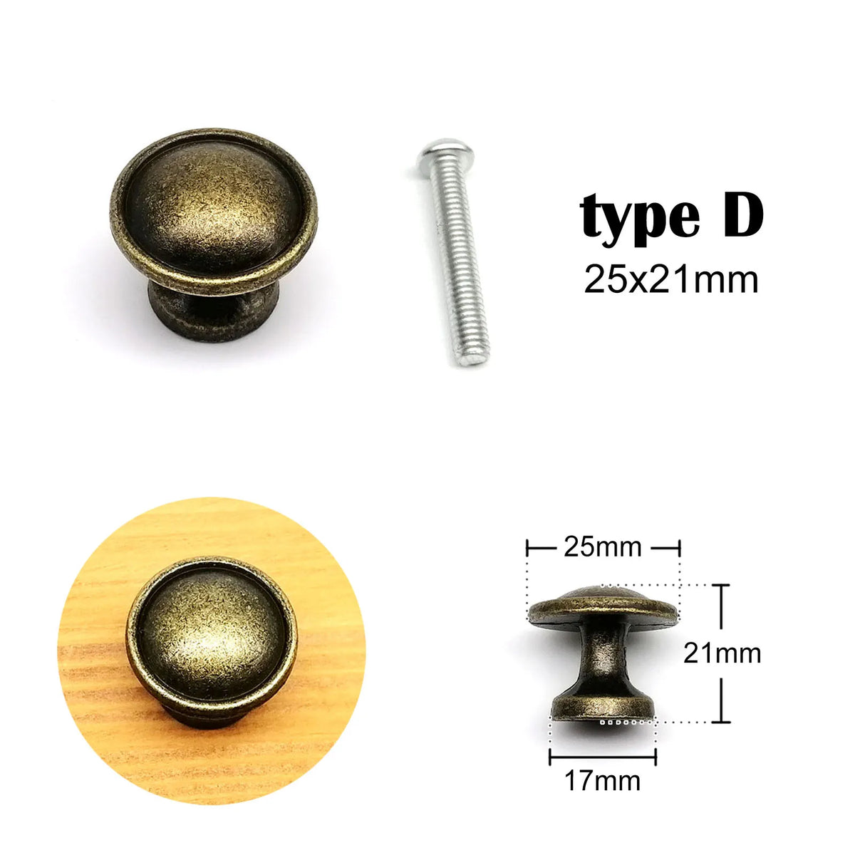 Antique brass Vintage Round Flower Furniture Cabinet Cupboard Dresser Chest Closet Drawer Door Window Handle Pull Knob - D Di
