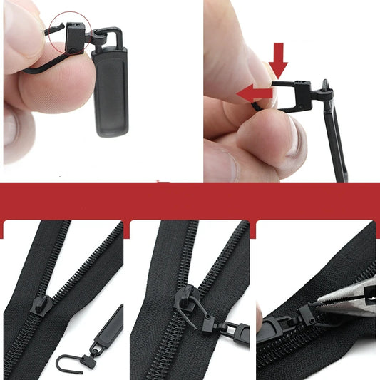 Detachable Zipper Puller Universal Replacement Tab Zippers Head Sliders Repair Kit for Suitcases Bags Clothing DIY Sewing Cra