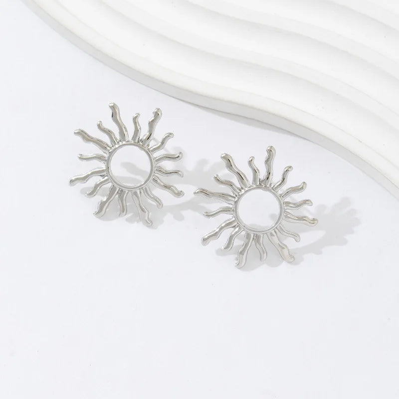 1Pair Fashion Temperament Elegant Sun Flower Stud Earrings For Women Girls Versatile Earring Jewelry Accessories Gifts - 6612