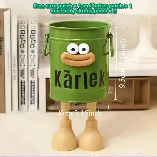 1pc Cartoon Personality Pen Holder Set, Desktop Organizer Bucket, Ideal Gift for Home and Study Stationery Storage