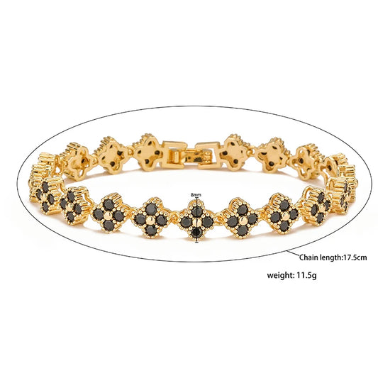 HECHENG,AAAAA Brass 18K gold-plated Flower Necklace Bracelet Jewelry Set ,for Christmas gift for women and best friend