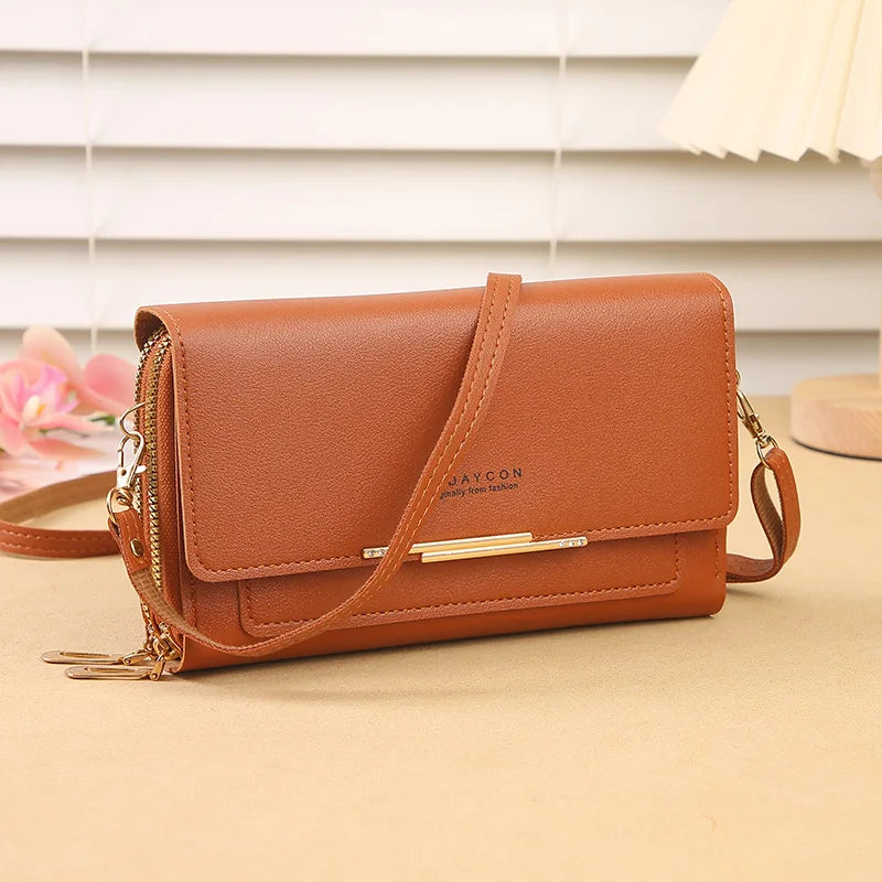 2024 New Women's Wallet Korean Multifunctional Shoulder Bag Mid-length Clutch Coin Purse - brown