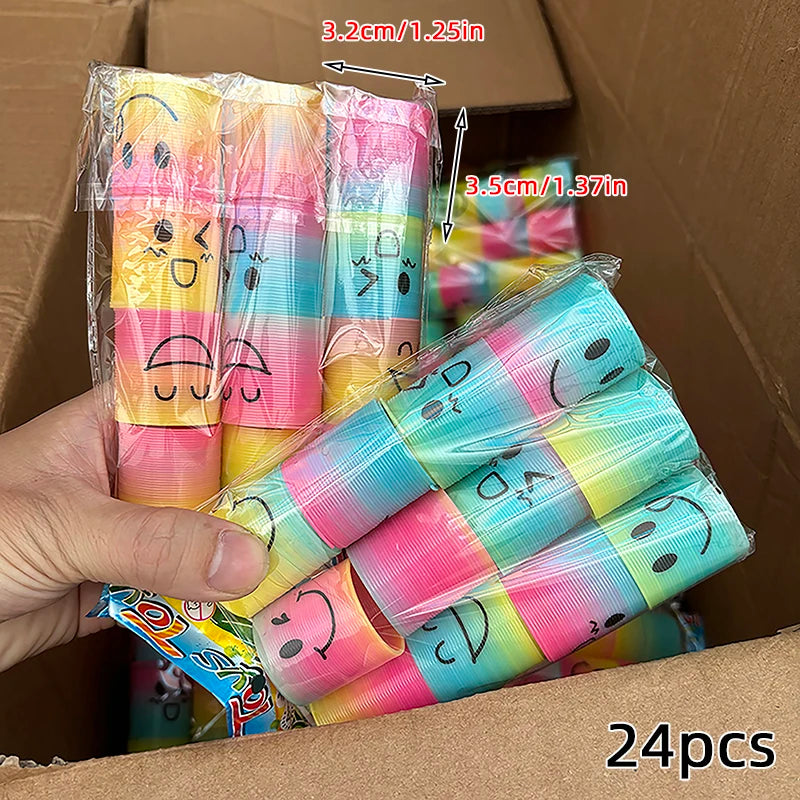 12/24 Rainbow Magic Springs Circle Toys Kids Birthday Party Favors Guests Giveaway Small Gifts Pinata Fillers Flexible Funny