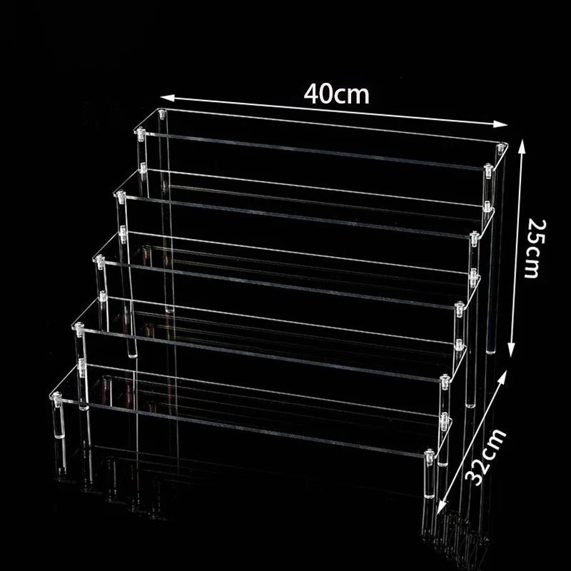 1-5 Tier Acrylic Display Stand Perfume Doll Clay Figurine Blind Box Storage Rack Transparent Ladder Makeup Organization W-2 -