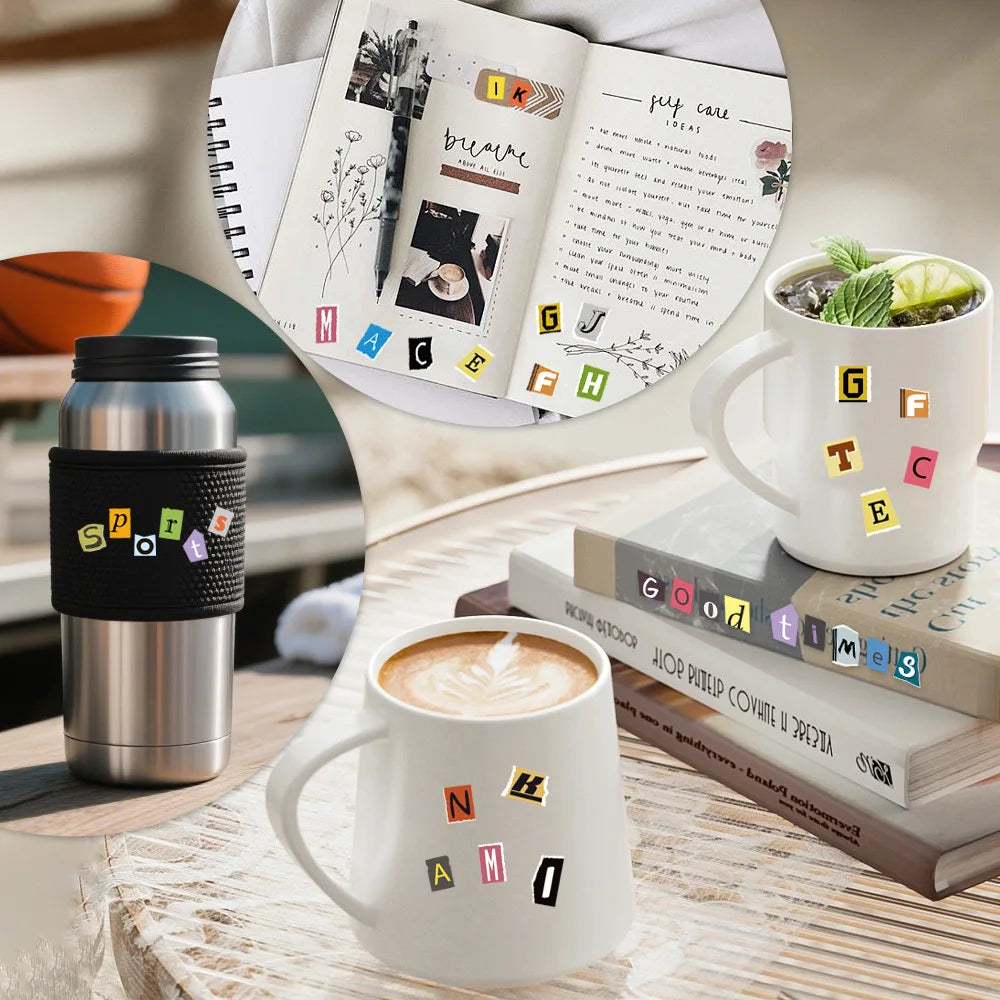 360PCS Magazine Letter Stickers Vintage Stickers, 4 Sheets Scrapbook Letters Stickers Alphabet Sticker for Scrapbooking Suppl