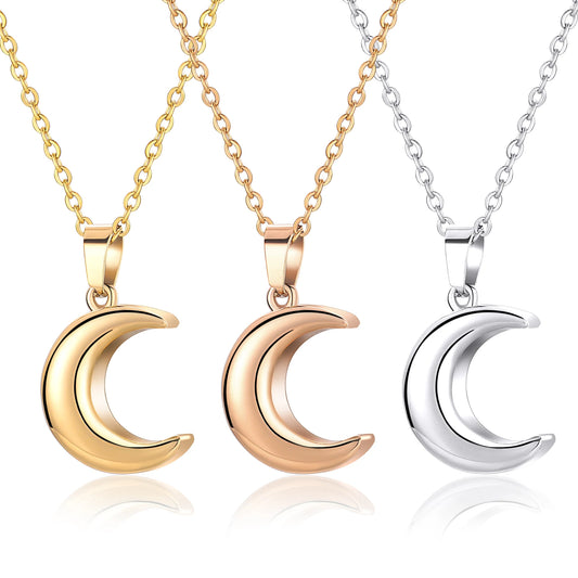 Cremation Jewelry for Ashes Moon Urn Necklace Stainless Steel Memorial Lockets Keepsakes Jewelry for Ashes Pendant - Fill Kit