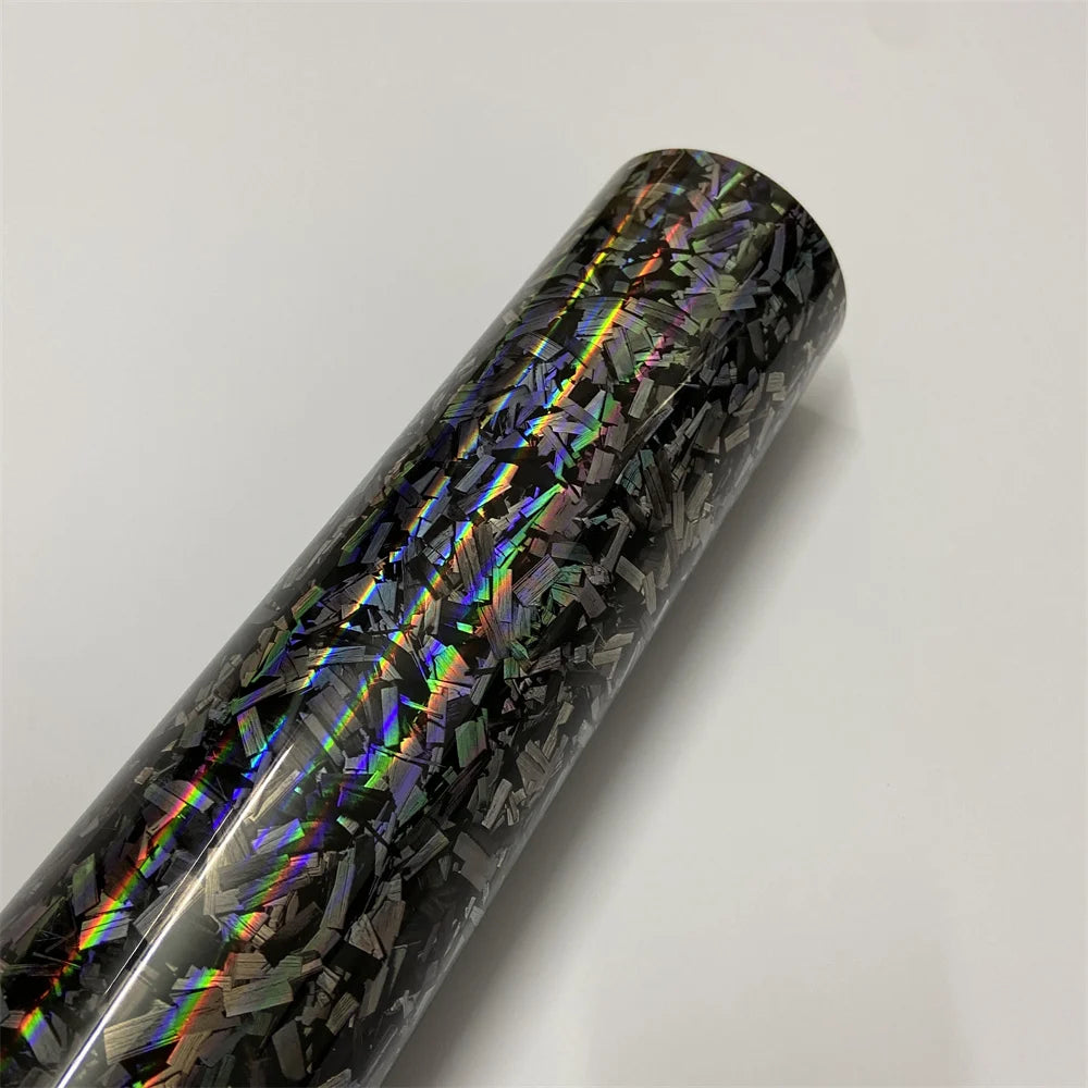 Glossy Laser Forged Carbon Fiber Wrap Vinyl Motorcycle Stickers Rainbow Holographic Forged Carbon Car Body Color Change Film