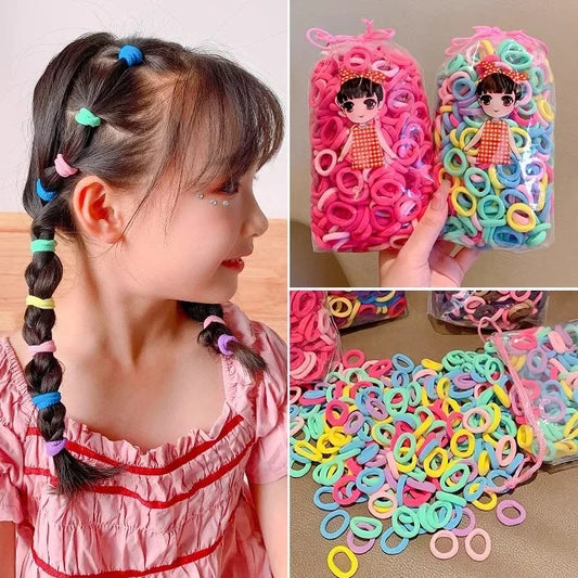200-1000pcs Women Girls Colorful Nylon Elastic Hair Bands Ponytail Hold Small Hair Tie Rubber Bands Scrunchie Hair Accessorie