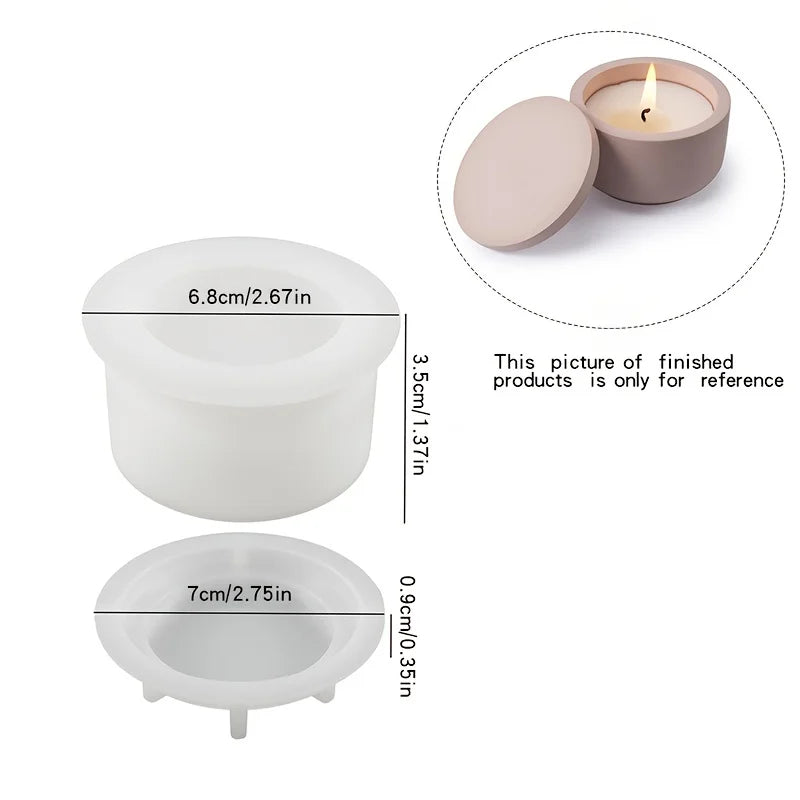1set DIY Candle Jar Silicone Mold with Lid - Aroma Wax Jar Making Mold for Resin, Concrete, Gypsum - Mold for Home Crafts - R