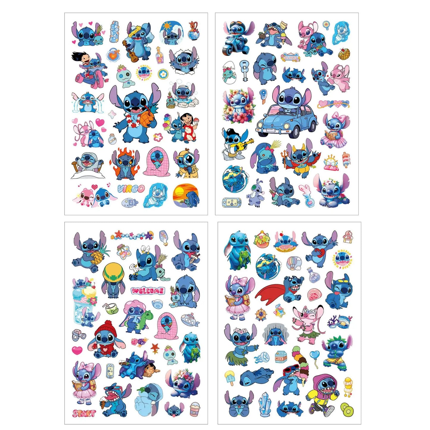 4Pcs/set Disney New Cartoon Stitch Tattoo Stickers Temporary Tattoos For Party Body Face Cute Tattoos Stickers Decoration - 4