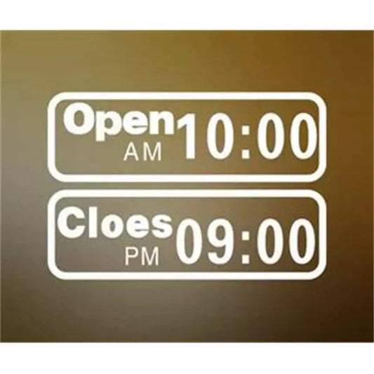 Store Window Wall Sticker 30*20cm Shop Store Opening Closes Business Time Poster Glass Wall Sign Sticker