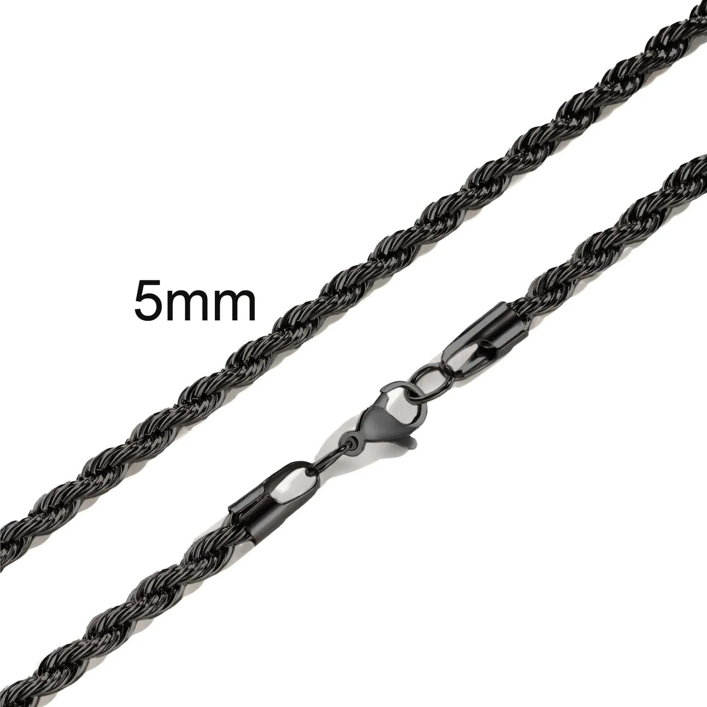 Punk Vintage Rope Chain Necklace for Men Women,Gold Color Stainless Steel Braided Twisted Chain,Hip Hop Casual Jewelry