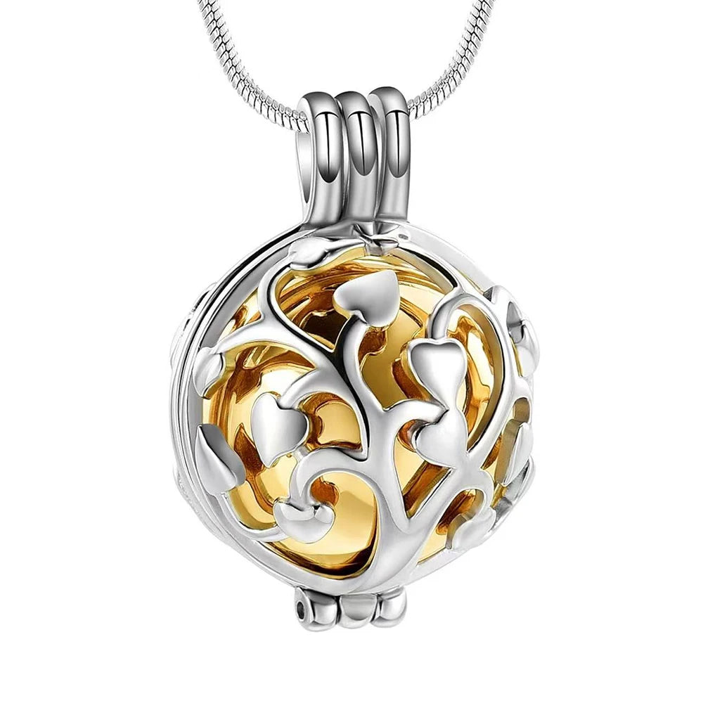 Cremation Locket Necklace Tree of Life Memorial Urn Jewelry For Ashes For Women Men Keepsake Pendant Necklace - Gold