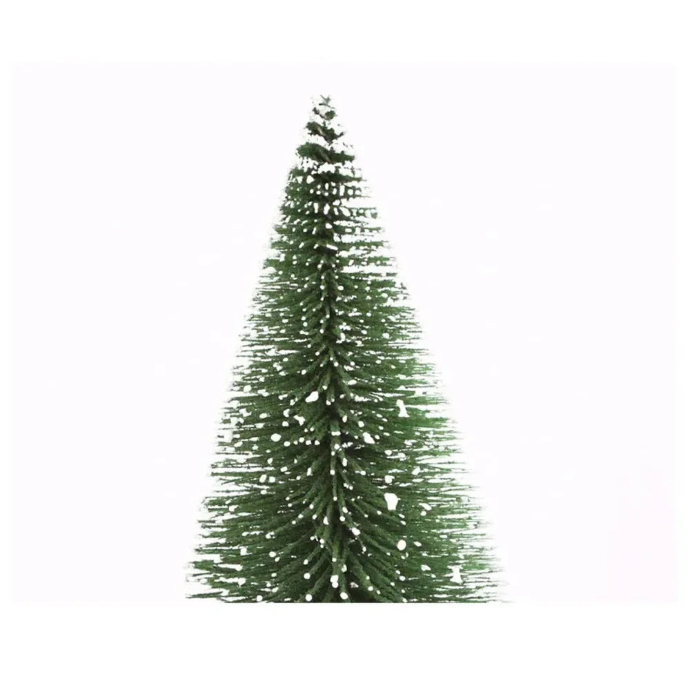 Mini Christmas Tree Decor with Snow Covered Pine DIY Ornaments Winter Snow Ornaments Trees for Xmas Party Home Party bar