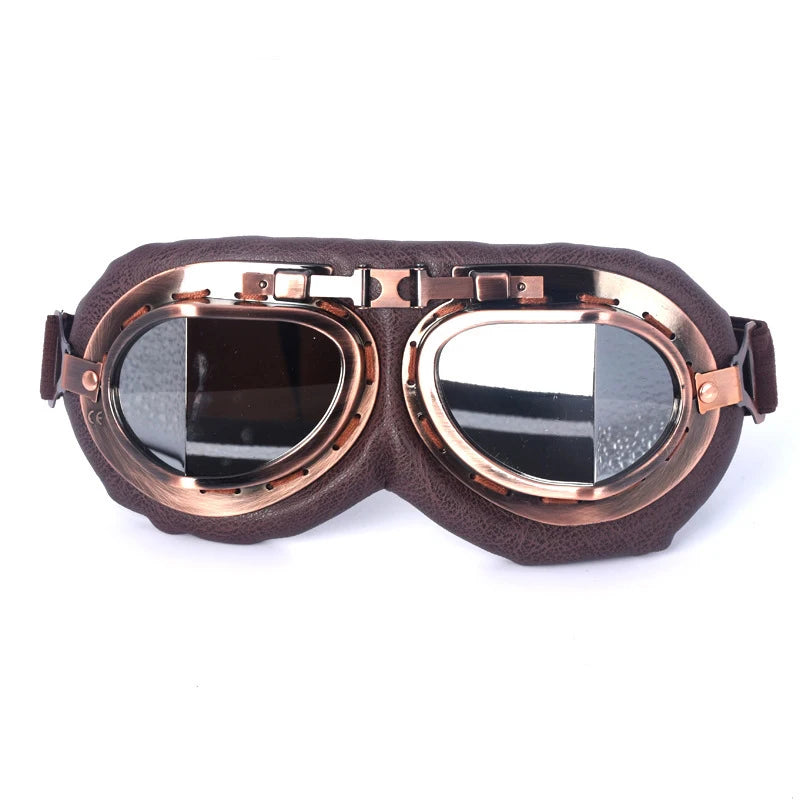 Vintage Leather Motorcycle Dirt Bike Goggles Pilot Motorbike Retro Jet Helmet Eyewear Glasses Outdoor Sports Goggle Glasses -