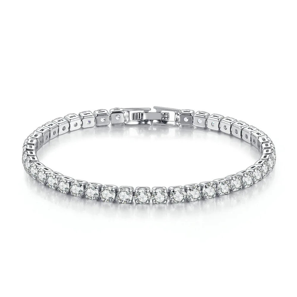 Women's Fashion 4mm Zirconia Tennis Bracelet Crystal Charm Designer Thin Chain Wedding Jewelry - DG2481 / 19cm