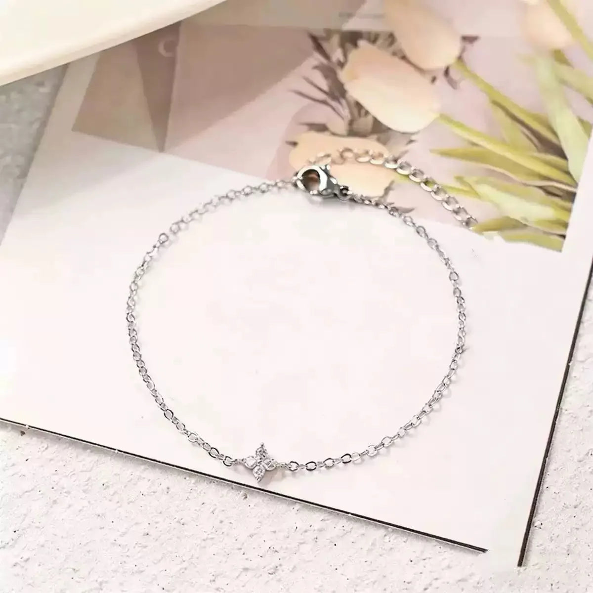 925 Sterling Silver Shiny Zircon Flower Bracelets For Women Charm Temperament Chain Bracelet Party Wedding Jewelry Holiday Gi