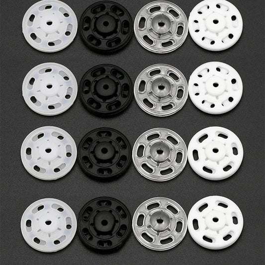 50set Plastic Sew-on Press Buttons Round Clear Invisible Snap Fasteners Buttons for Sewing Baby Clothing DIY Crafts Handmade