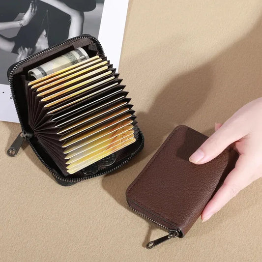 20 Detents Cards Holders PU Business Bank Credit Bus ID Card Holder Cover Coin Pouch Anti Demagnetization Wallets Bag Organiz