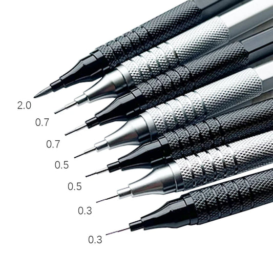 High Quality Metal Mechanical Pencils Set with Lead Refills Drafting Automatic Pencil 0.3, 0.5, 0.7, 2.0mm Pencil for Art Sup