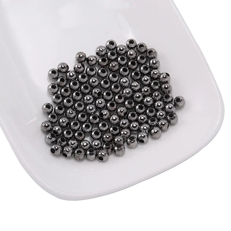 2-8mm Stainless Steel Beads for Jewelry Making Loose Spacer Beads Ball Hole 1-1.5mm for Bracelets Jewelry Components DIY Gold