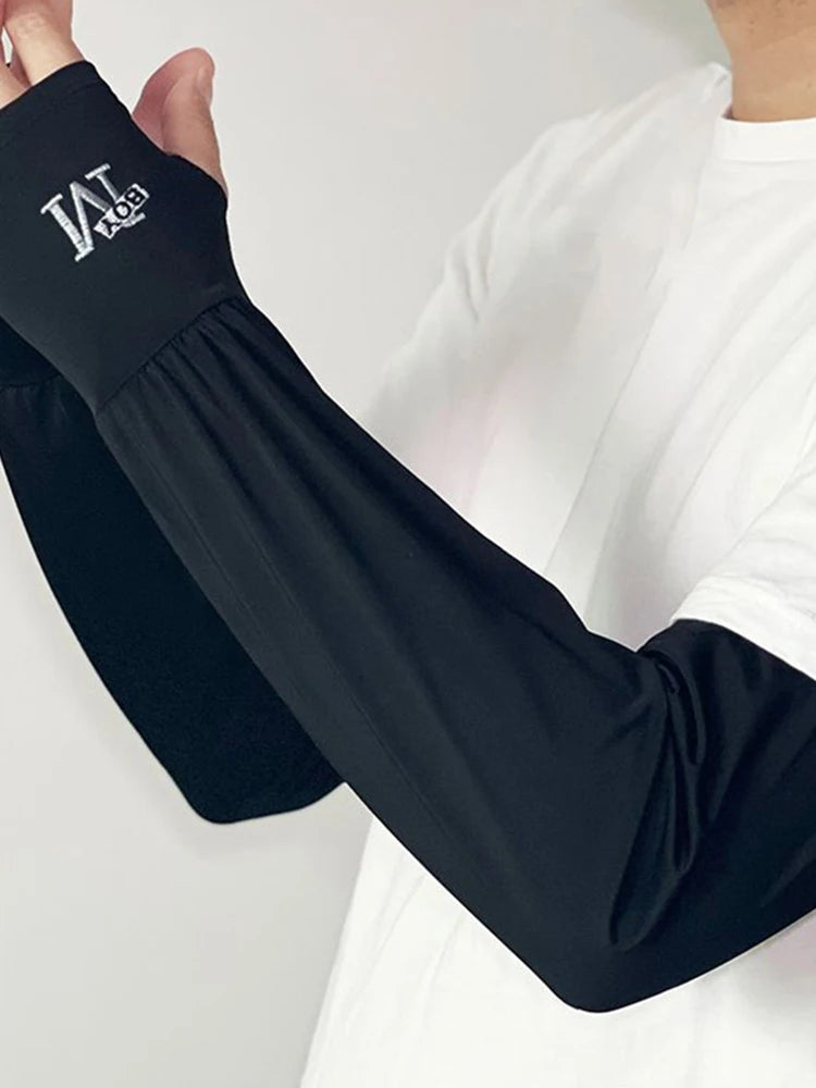 1 Pair Mens Ice Arm Sleeves Sunscreen Elastic Driving Gloves Outdoor UV Protection Arm Cover Sleeves Lightweight Cool Muff Ne
