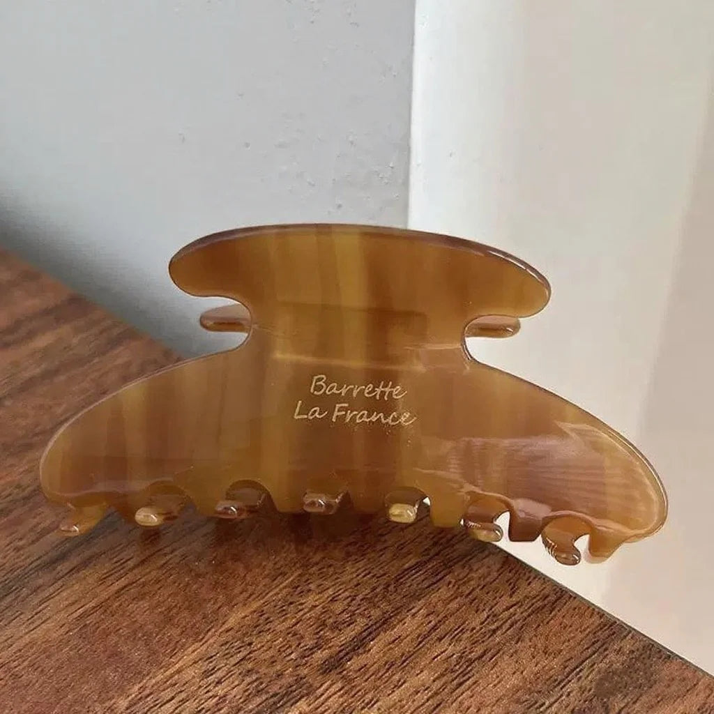 1Pc Elegant Vintage French Hair Clip Two-Tone with Wood Grain & Marbled Design Perfect for Casual Daily Dressing Cute Hair Cl