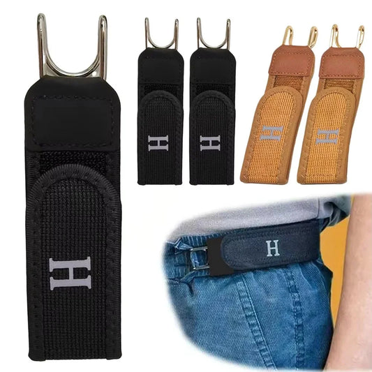 2Pcs Adjustable Buckleless Belt Hook Elastic Velcro Waist Buckle Waist Belt For Men‘s Gift Casual Belt With Buckle