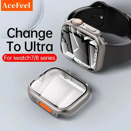 Glass+Case for Apple Watch 46mm 44mm 45mm 41mm 40mm 38mm 42mm Screen Protector Change Ultra Bumper iWatch Series 10 9 8 7 SE
