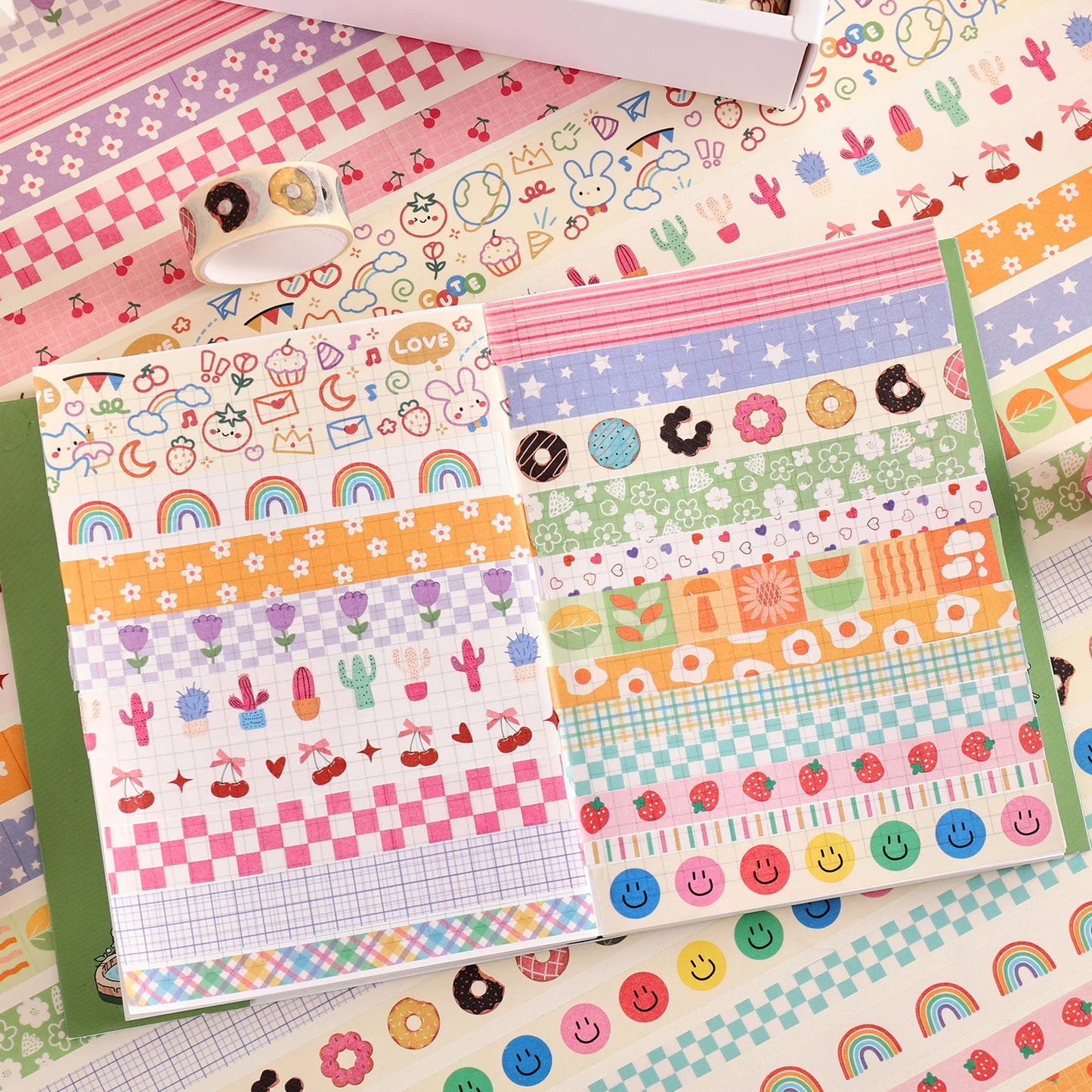 32 Rolls Colorful Cute Floral Writable Washi Tape Set, Decorative Tapes for Scrapbooking and Journaling, Junk Journal Supplie