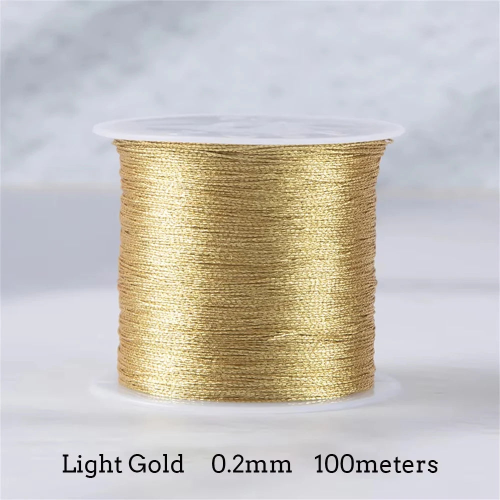 Gold/Silver Thread Macrame Cord Rope Bracelet Necklace Braided String For DIY Tassel Beading Shamballa String Supplies - 0.2m