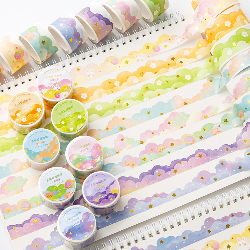 8 Rolls Washi Tape Set Kawaii Cloud Stickers Stationery Masking Tape for DIY Arts Crafts Gift Wrapping Journaling Scrapbookin