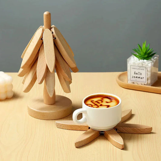 Tree Design Stand Wooden Trivets Decorative Anti Scald Heat Resistant Table Mat Coaster Wood Placemats Pot