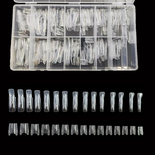 240 Pieces of Dual-Form Nail Forms - Nail Molds, Can Quickly Extend Nails, No Paper Forms Needed, 15 Sizes of Plastic Forms,