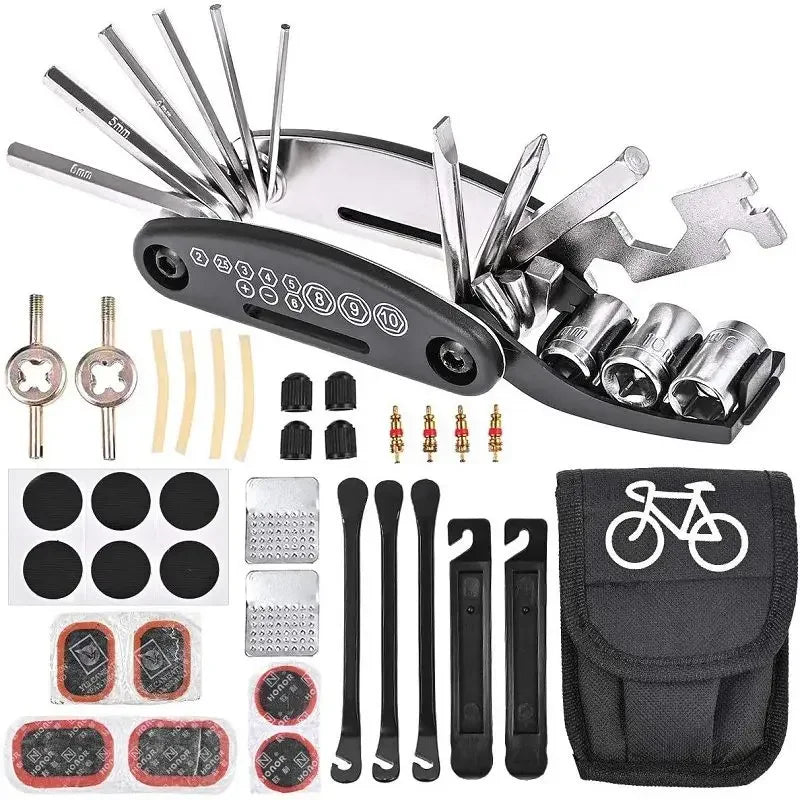 Bicycle Repair Tools Kit, Bike Accessories, Multi Tool Set with Pump Tire Patch, Portable Mountain Road BikeTire Auto Tool Se