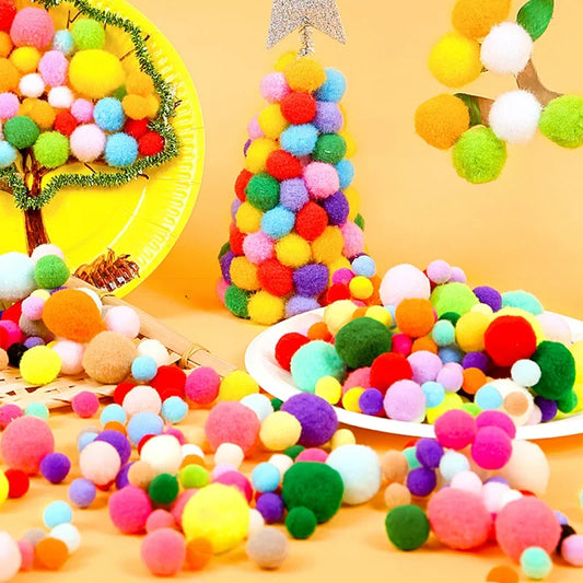 8-30mm Pom poms Multi-Colored Pompoms Soft Fluffy Puff Pompom Balls for Kid DIY Creative Craft Wedding Decor Sewing Supplies