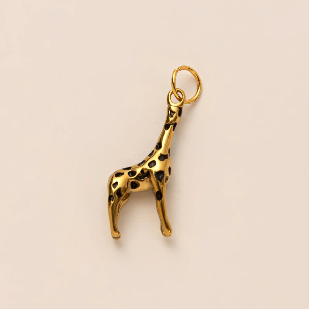 Animal Series Pendant Stainless Steel DIY Small Pendant Vacuum Plated 18K Gold Color Preserving Accessory in Furnace - giraff